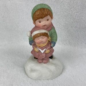 Avon VTG 1985 Hand Painted Porcelain Joy to the World Figurine Music Box 4”